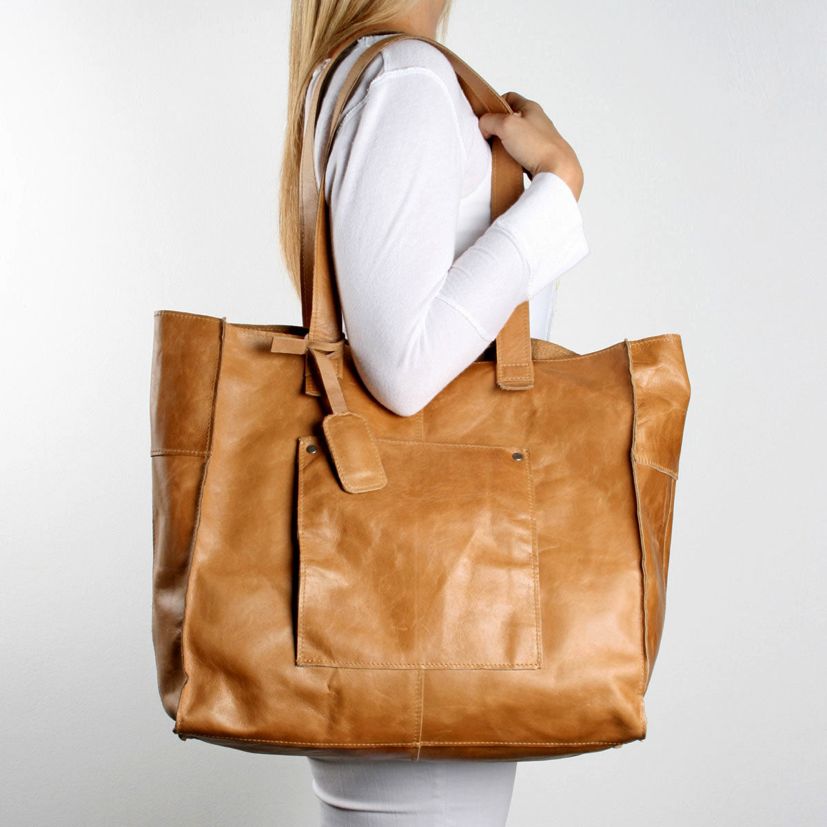 Tote Handbag with Zipper Metallic